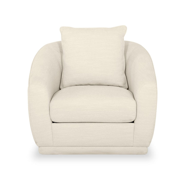 Rio 34.5\" Chenille Fabric Swivel Accent Chair - Ivory White