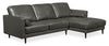 Edge 2-Piece Right-Facing Genuine Leather Sectional with Wood Legs and Removable Back Cushions - Grey | Sofa sectionnel de droite Edge 2 pièces en cuir véritable avec pattes en bois et coussins de dossier amovibles - gris