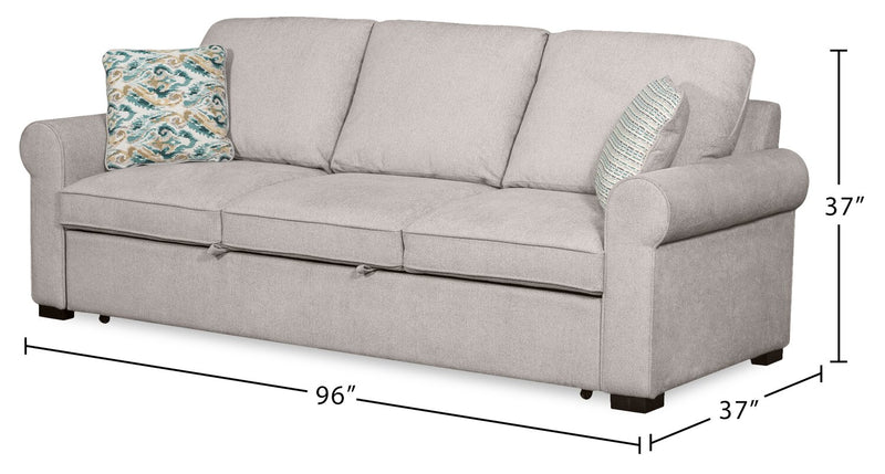 Scott Living Haven 96\" Chenille Fabric Sleeper Sofa with Wood Legs - Grey