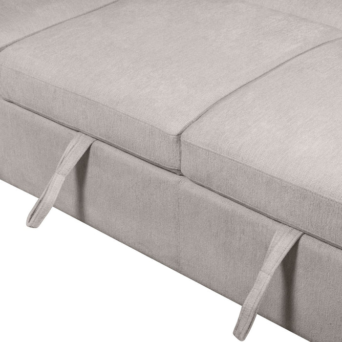Envy 2-Piece Right-Facing Chenille Fabric Sleeper Sectional with Storage Chaise - Fog Grey