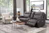 Floy 99" Faux Suede Power Reclining Loveseat with Power Headrests, Storage Console and USB Ports - Grey | Causeuse à inclinaison électrique Floy de 99 po en suédine avec appuie-têtes électriques, console de rangement et ports USB - grise