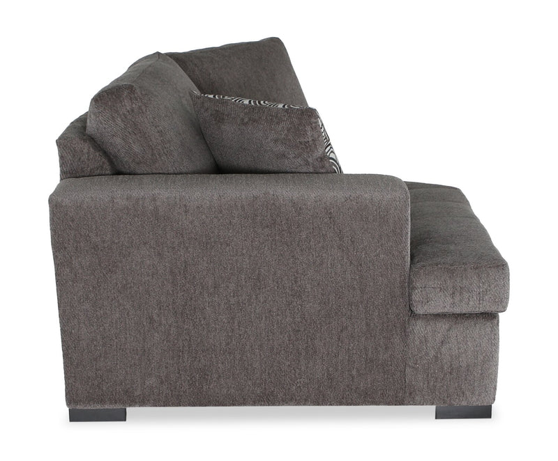Made in Canada Legend 2-Piece Left-Facing Chenille Fabric Cuddler Sleeper Sectional - Pewter Brown