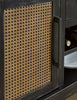 Shaw Dining Server with Storage & Built-In Wine Rack, Cane-Look Details, 56"W - Black | Desserte de salle à manger Shaw de 56 po (L) avec rangement, support à vin intégré et détails à apparence de canne - noire