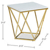 Amanda 21.5" Modern Square End Table - White Marble Top with Gold Metal Base | Table de bout carrée moderne Amanda de 21,5 po - dessus en marbre blanc avec base en métal doré