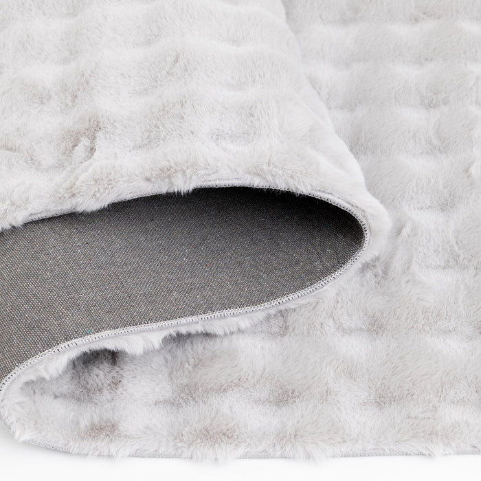 Dream Step Memory Foam Bubble Light Grey Faux Fur Area Rug - 5' x 7'