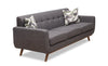 Kort & Co. Freeman 88" Linen-Look Fabric Sofa with Wood Base and Tufted Back Cushions - Charcoal Grey | Sofa Freeman Kort & Co. de 88 po en tissu d’apparence lin avec pattes en bois et coussins de dossier capitonnés - gris anthracite