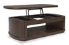 Vernon 56” Modern Solid Wood Lift Top Coffee Table with Storage, Shelf and Casters - Dark Brown | Table à café moderne Vernon de 56 po en bois massif avec dessus relevable, rangement, tablette et roulettes - brun foncé