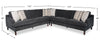 Jorja 3-Piece Chenille Fabric Sectional with Wood Legs and Accent Pillows - Granite Grey | Sofa sectionnel Jorja 3 pièces en tissu de chenille avec pattes en bois et coussins décoratifs - gris granite