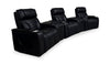 Zen 5-Piece Leather-Look Fabric Home Theatre Power Reclining Sectional with Massage - Black | Sofa sectionnel à inclinaison électrique Zen 5 pièces de style cinéma maison en similicuir avec massage et 2 consoles de rangement - noir