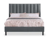 Amos Upholstered Platform Bed in Charcoal Fabric with Channelled Headboard - King Size | Lit plateforme Amos rembourré en tissu anthracite avec tête de lit à canaux - format très grand lit