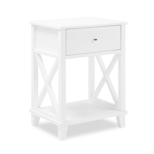 Elle Bedside 1-Drawer Nightstand, 18"W x 25.75"H - White 