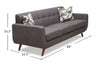 Kort & Co. Freeman 88" Linen-Look Fabric Sofa with Wood Base and Tufted Back Cushions - Charcoal Grey | Sofa Freeman Kort & Co. de 88 po en tissu d’apparence lin avec pattes en bois et coussins de dossier capitonnés - gris anthracite