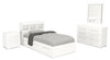 Riley Mates Bed 6pc Set with Bookcase Headboard, Dresser, Mirror & Nightstand, White - Twin Size | Ensemble lit matelot Riley 6 pièces avec tête de lit bibliothèque, commode, miroir et table de nuit, blanc - format lit simple