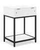 Akio Bedside 1-Drawer Nightstand with Lift-top Storage, 18"W x 25.75"H - White/Black | Table de nuit Akio de 18 po (l) x 25,75 po (H) à 1 tiroir avec dessus relevable et rangement - blanche et noire