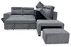 Coast 3-Piece Right-Facing Fabric Sleeper Sectional with Storage and Ottoman - Smoke | Sofa-lit sectionnel de droite Coast 3 pièces en tissu avec rangement et pouf - fumée