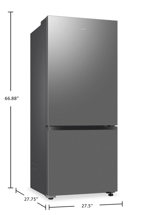 Samsung 28\" 15 Cu. Ft. Counter-Depth Bottom Mount Refrigerator – Silver - RB15DG6000SRAA