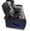 Elite 86" Genuine Leather Massage Power Reclining Sofa with Power Headrests and Storage Arms - Black | Sofa de massage à inclinaison électrique Elite de 86 po en cuir véritable avec appuie-têtes électriques et accoudoirs de rangement - noir