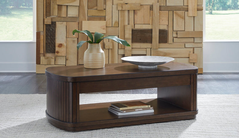 Vernon 56” Modern Solid Wood Lift Top Coffee Table with Storage, Shelf and Casters - Dark Brown