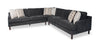 Jorja 3-Piece Chenille Fabric Sectional with Wood Legs and Accent Pillows - Granite Grey | Sofa sectionnel Jorja 3 pièces en tissu de chenille avec pattes en bois et coussins décoratifs - gris granite