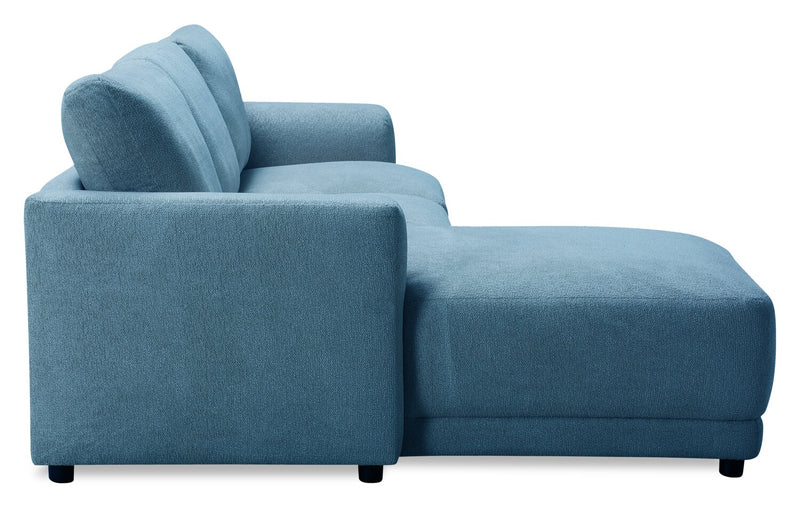 Voyage Modular 3-Piece Left-Facing Fabric Sectional with Removable Back Cushions – Blue