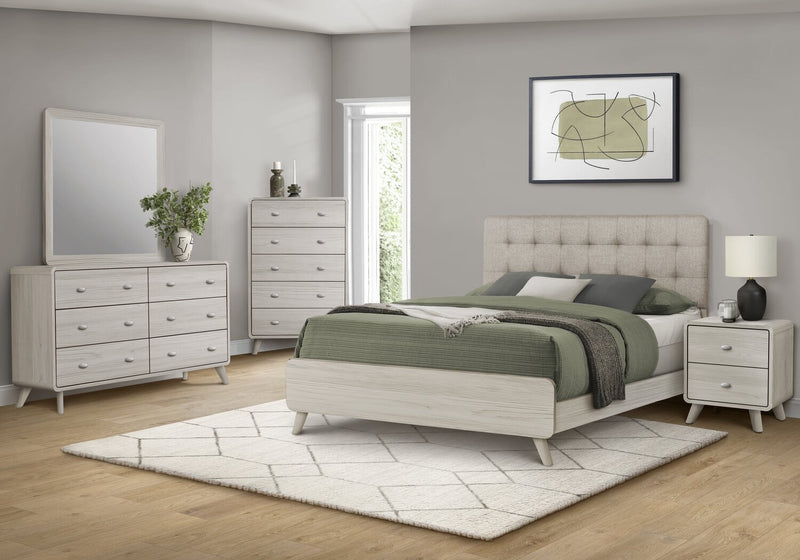 Cami Bedroom Chest of Drawers, 5-Drawer, Mid-Century Modern, 31.5\"W x 50\"H - Grey Oak