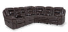 Leo 6-Piece Genuine Leather Reclining Sectional with Storage Console and Dual Cupholders - Walnut Brown