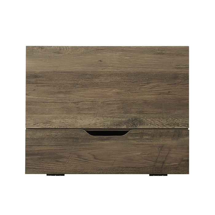 Akio Bedside 1-Drawer Nightstand with Lift-top Storage, 18\"W x 25.75\"H - Brown/Black