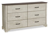Clara 5pc Bedroom Set with Bed, Dresser & Mirror, Bleached Oak & Brown - Queen Size | Ensemble de chambre à coucher Clara 5 pièces avec lit, commode et miroir, chêne blanchi et brun - format grand lit