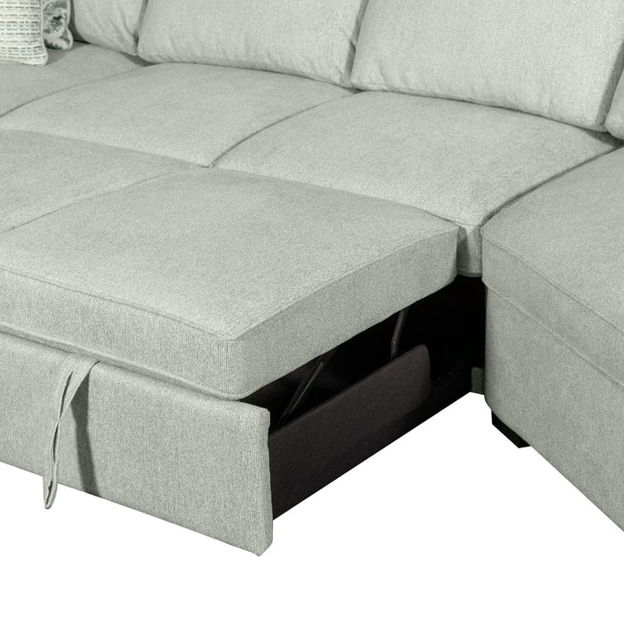 Scott Living Haven 3-Piece Right-Facing Chenille Fabric Cuddler Sleeper Sectional - Seafoam Blue