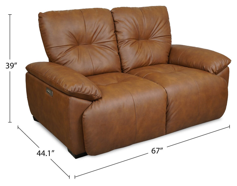 Bello 67\" Leather-Look Fabric Power Reclining Loveseat - Brown