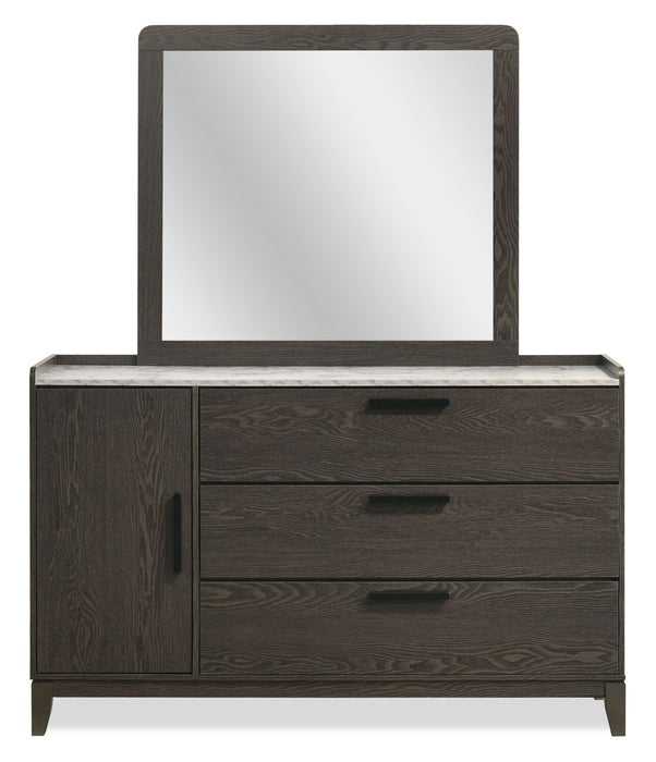 Sable Bedroom 3-Drawer Dresser with Storage Cabinet, 59\"W x 37\"H - Dark Grey
