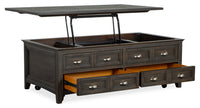 Hanson 50” Traditional Pine Lift Top Coffee Table with Storage and Casters - Graphite 