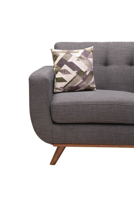 Kort & Co. Freeman 37\" Linen-Look Fabric Chair with Wood Legs and Tufted Back Cushion - Charcoal Grey