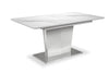 Naya Dining Table, 63-78.75"W Self-Storing Butterfly Leaf, Metal, Glass, Faux Marble – White