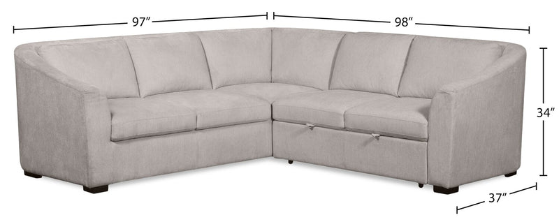 Envy 2-Piece Chenille Fabric Right-Facing Sleeper Sectional - Fog Grey