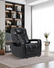 Kenzo 35" Leather-Look Fabric Power Gliding Reclining Chair with Power Headrest, Footrest and USB Port - Black | Fauteuil à inclinaison électrique Kenzo de 35 po en tissu d’apparence cuir avec appuie-tête électrique, repose-pieds et port USB - noir