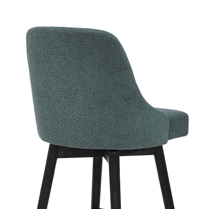 Nash Counter-Height Stool with Swivel Seat & Polyester Fabric, 26.5\"H, Wood & Metal - Blue