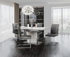 Naya 5pc Dining Package with 63-78.75"W Extension Table & 4 Chairs - Faux White Marble & Grey | Ensemble de salle à manger Naya 5 pièces avec table à rallonge, 63 po à 78,75 po (L), et 4 chaises - imitation de marbre blanc et gris