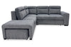 Coast 3-Piece Left-Facing Fabric Sleeper Sectional with Storage and Ottoman - Smoke | Sofa-lit sectionnel de gauche Coast 3 pièces en tissu avec rangement et pouf - fumée