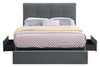 Amos Upholstered Storage Bed Base in Charcoal Fabric with 3 Built-in Drawers  - Full Size | Base de lit de rangement Amos rembourrée en tissu anthracite avec 3 tiroirs intégrés - format lit double