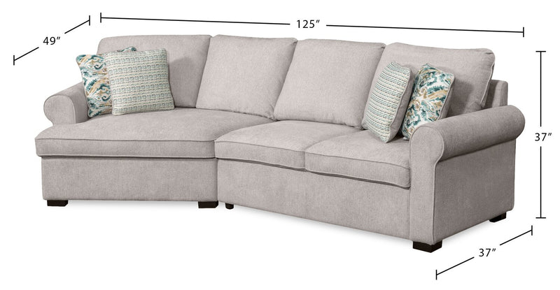 Scott Living Haven 2-Piece Left-Facing Chenille Fabric Cuddler Sectional - Grey
