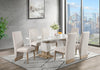 Vega Dining Table, Marble Look, Pedestal Base, 82"W - Natural & White | Table de salle à manger Vega de 82 po (L) avec imitation de marbre et base piédestal - naturelle et blanche