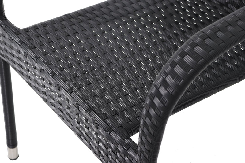 Arizona Outdoor Patio Chair - Hand-Woven Resin Wicker, UV & Weather Resistant - Black