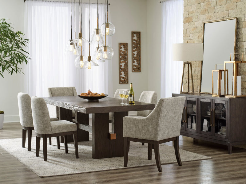 Metro Dining Chair with Polyester Fabric - Beige & Brown