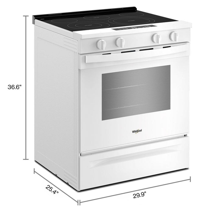 Whirlpool 30\" 5.3 Cu. Ft. Electric Smart Range with No Preheat Mode – White - YWSES3330TW