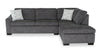 Aubrey 114" Right-Facing Chenille Fabric Eurostyle Queen Sofa Bed Sectional with Wooden Legs – Grey | Sofa-lit sectionnel de droite avec grand lit Aubrey de 114 po de style européen en tissu de chenille avec pattes en bois - gris