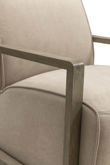 Mode 29.5\" Velvet Swivel Accent Chair with Wood Arms - Beige