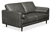 Edge 70" Genuine Leather Loveseat with Wood Legs and Removable Back Cushions - Grey | Causeuse Edge de 70 po en cuir véritable avec pattes en bois et coussins de dossier amovibles - grise