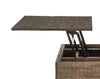 Elm 48” Rustic Pine Lift Top Coffee Table with Storage and Casters - Brown | Table à café rustique Elm de 48 po en pin avec dessus relevable - brune
