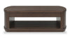 Vernon 56” Modern Solid Wood Lift Top Coffee Table with Storage, Shelf and Casters - Dark Brown | Table à café moderne Vernon de 56 po en bois massif avec dessus relevable, rangement, tablette et roulettes - brun foncé